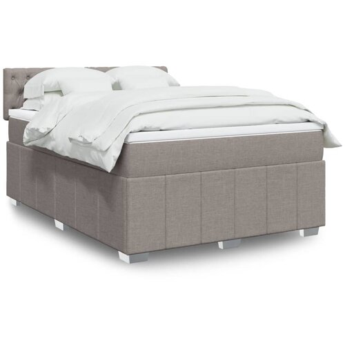 vidaXL Box spring postelja z vzmetnico taupe 160x200 cm blago Cene