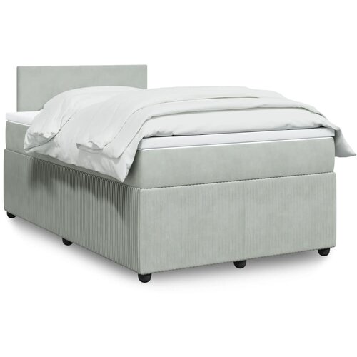 vidaXL Box spring postelja z vzmetnico svetlo siva 120x200 cm žamet Cene