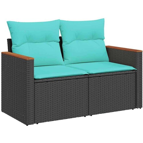  Vrtna garnitura - 9-dijelni set vrtnih sofa s jastucima crni od poliratana - Crna sa spremi&amp;scaron;tem 1 Slike