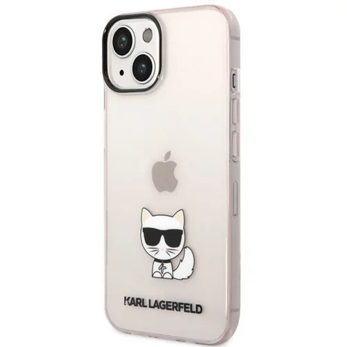 Karl Lagerfeld kLHCP14MCTTRI zaščita ovitek za iphone 14 plus 6.7 prozorno roza - choupette logo