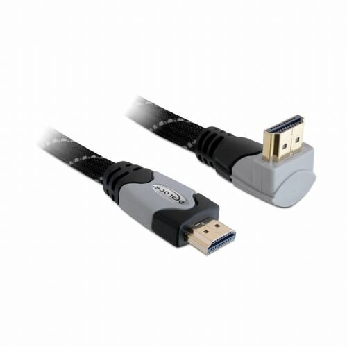 Delock HDMI kabel z mrežno povezavo kotni 5m 4K siv Slike