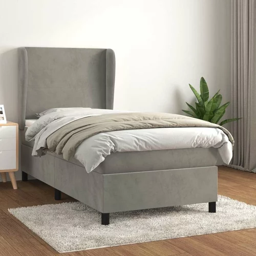 Box spring postelja z vzmetnico svetlo siva 90x200 cm žamet, (20790739)