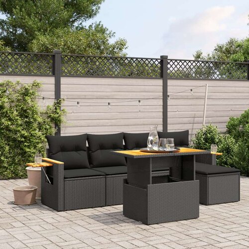  6-dijelni set vrtnih sofa s jastucima crni od poliratana Cijene