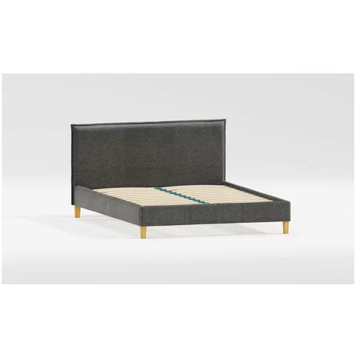 Ropez Tamno sivi tapecirani bračni krevet s podnicom 180x200 cm Tina –