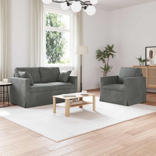  Set sofe 2 pcs Tamno siva 138 x 78 x 80 cm Baršun Cene