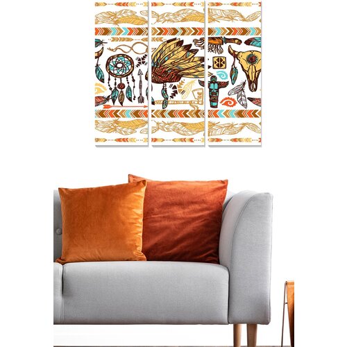 Wallity MDF1203 Multicolor Decorative MDF Painting (3 Pieces) Cene