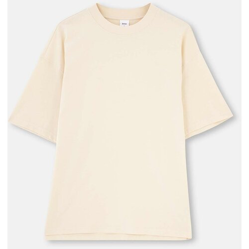 Dagi Ecru Short Sleeve Oversize T-Shirt Slike