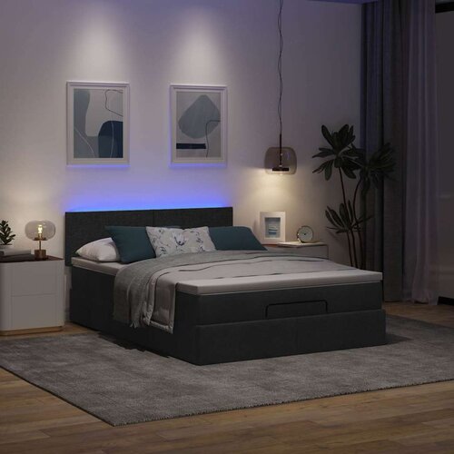 VidaXL otomanski krevet s madracem i led crni 140x190 cm tkanine Slike