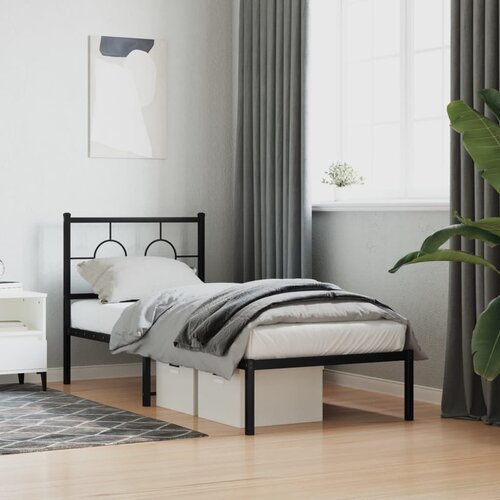  Metalni okvir za krevet s uzglavljem crni 80x200 cm Cene
