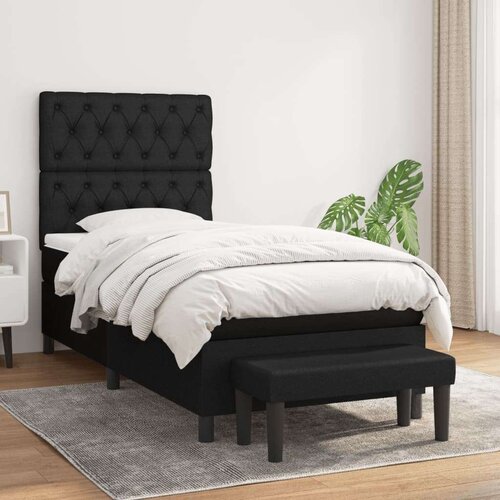 Box spring krevet s madracem crni 80 x 200 cm od tkanine Slike