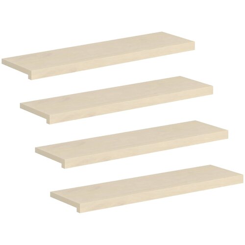  Stepenica 4 kom. 100 x 25 x 2 cm Bijela Čvrsto Hrastovo Drvo Slike