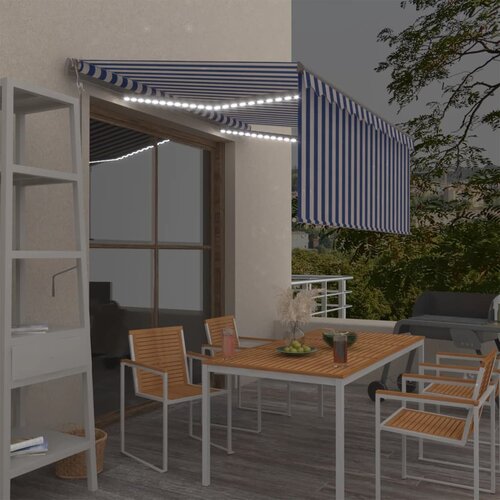  Automatska tenda s roletom i senzorom LED 3x2,5 m plavo-bijela Cene
