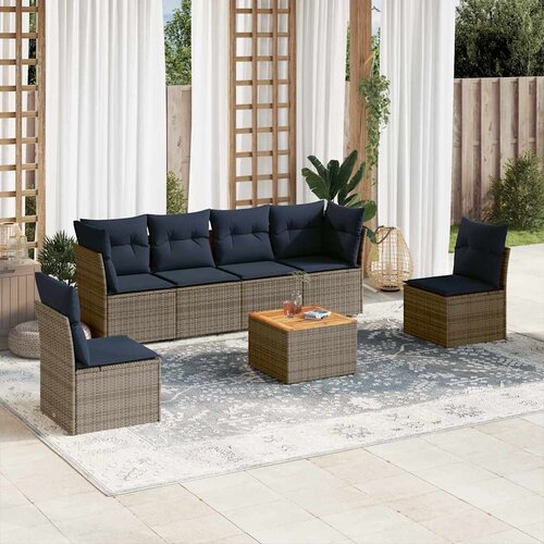  7-dijelni set vrtnih sofa od poliratana s jastucima sivi Cene