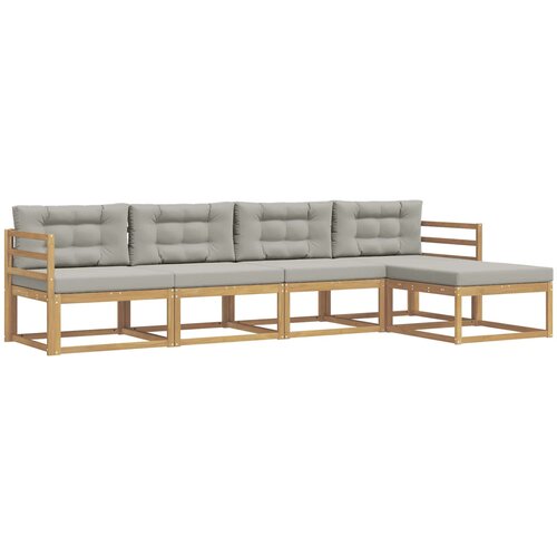  Set vanjskih sofa 4 kom. Bijela i svjetlosiva Poliester Smeđa 325 x 162,5 x 73 cm Slike
