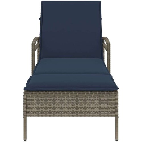 VidaXL Ležaljka za sunčanje s jastukom siva 63x200x81 cm poli ratan (samo za SAD) Slike