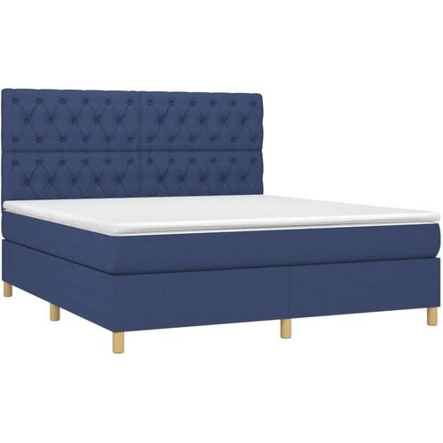  Box spring s madracem LED plavi 160x200 cm od tkanine Slike