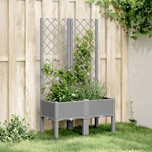 vidaXL Vrtna sadilica s rešetkom svjetlosiva 80 x 40 x 142 cm PP Cijene
