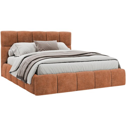MID.YOU OBLAZINJENA POSTELJA 140 cm x 200 cm , les, tekstil, leseni material opečnato rjava Slike