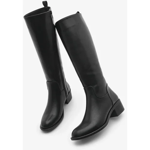 Marjin Women's Side Zipper Heeled Boots Levarin Black