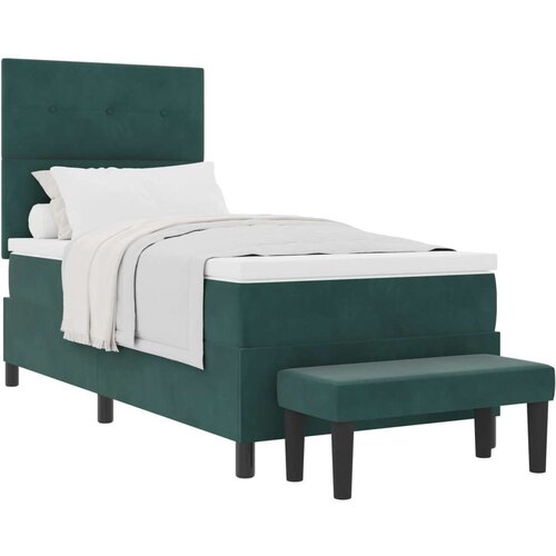 Box Spring Krevet s Madracem i Klupom Tamnozeleni 90x190 cm Baršun Cijene