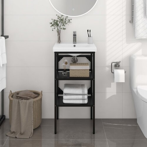 vidaXL Okvir za kupaonski umivaonik crni 40 x 38 x 83 cm željezni Cijene