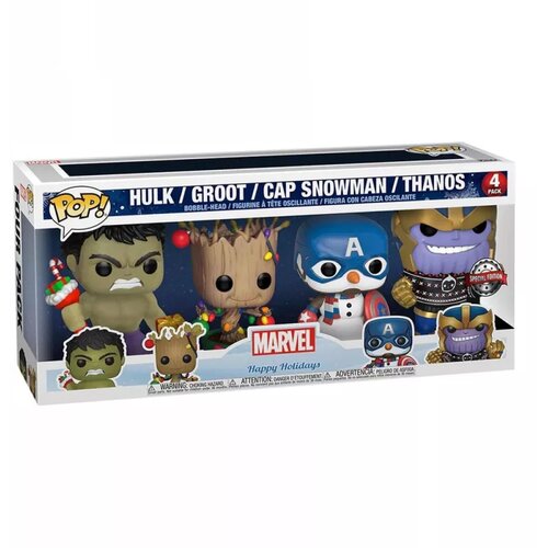 Funko POP! Marvel: Holiday Bobble Head Hulk / Groot / Cap Snowman / Thanos 4PK Cene