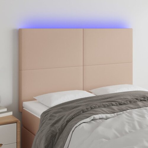  LED uzglavlje boja cappuccina 144x5x118/128cm od umjetna koža Cene