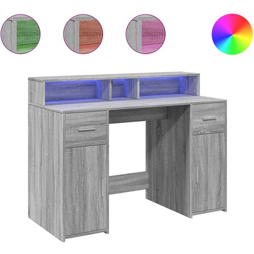 Maison Chic Pisalna miza - pisarniška miza - Računalniška miza z LED lučkami siva sonoma 120x55x91 cm inž. les, (21785245) Cene