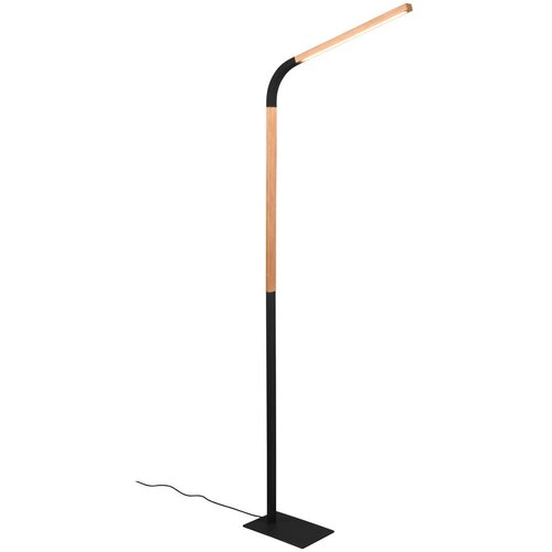 Tri O Črna/naravna LED stoječa svetilka z lesenim senčnikom (vi&amp;scaron;ina 169,5 cm) Norris &amp;ndash; Slike