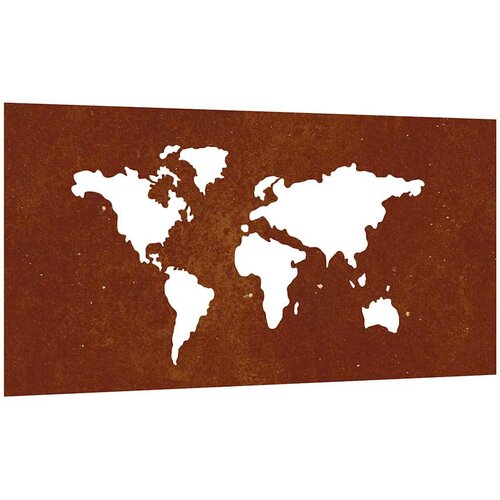  Vrtni zidni ukras 105x55 cm čelik COR-TEN uzorak karte svijeta Slike