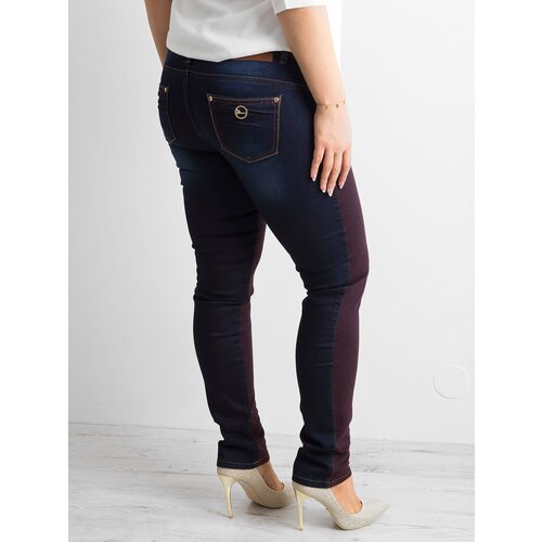 Fashion Hunters Dark blue jeans with a knitted PLUS SIZE insert Cene