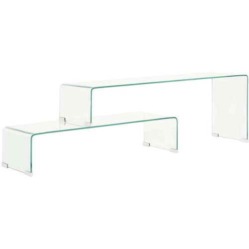 vidaXL 2-dijelni set stolića za kavu 90x30x20/110x30x40 cm stakleni Cene
