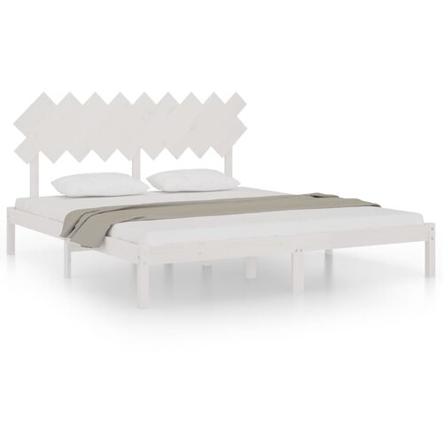 VidaXL Posteljni okvir bel 180x200 cm 6FT iz trdnega lesa, (20684850) Slike