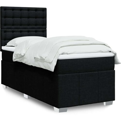 vidaXL Box spring postelja z vzmetnico črna 90x200 cm blago Cene