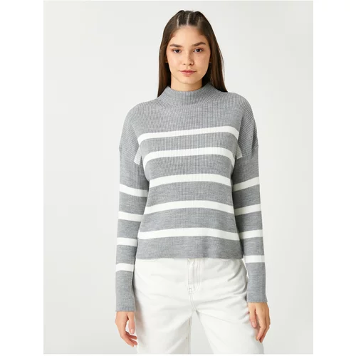 Koton Striped Knitwear Sweater Half Turtleneck Long Sleeve
