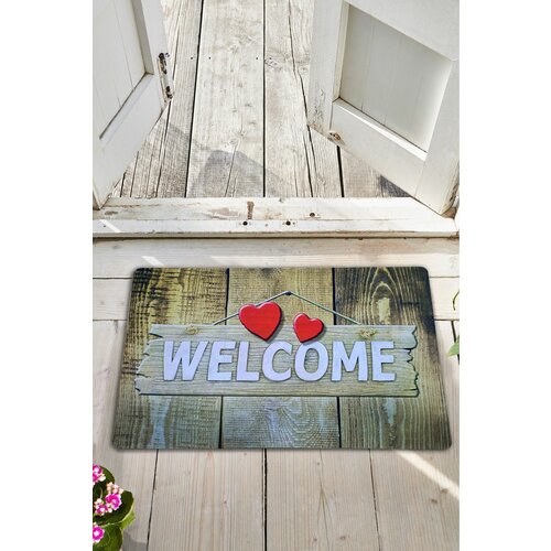 PVC wooden heart multicolor doormat Slike