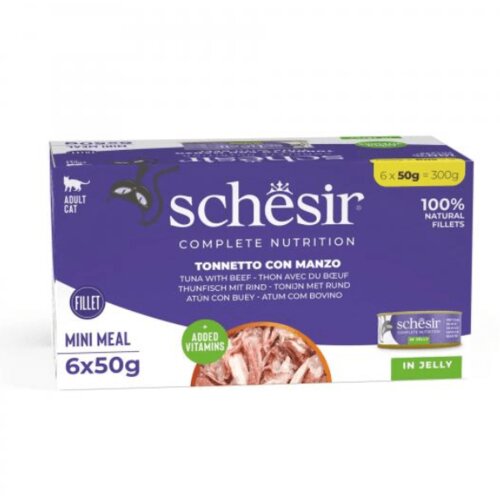Schesir Hrana za Mačke Multipack Tuna i Govedina Jelly u Želeu 6&#215;50g Cene