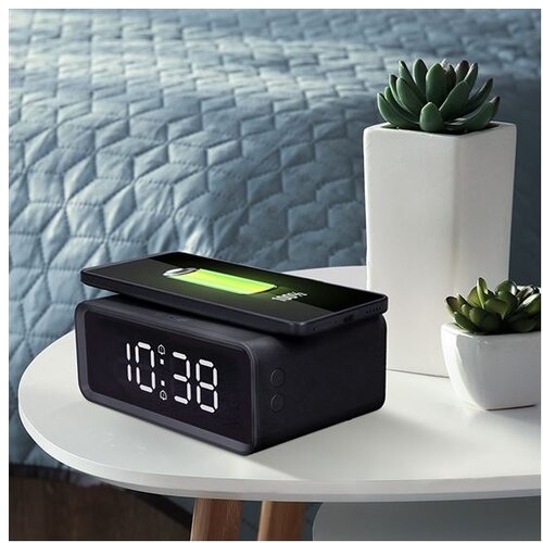 Solight CA07B - Digitalni sat sa Qi bežičnim punjačem 230V/CR2032 crna Slike