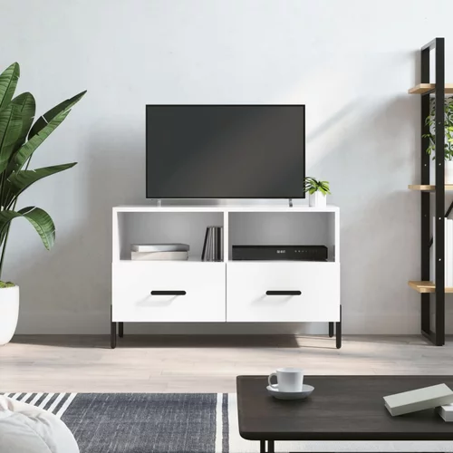 vidaXL TV omarica visok sijaj bela 80x36x50 cm inženirski les