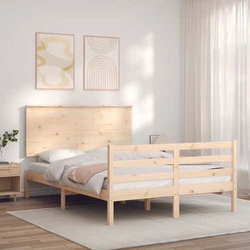 vidaXL Okvir kreveta s uzglavljem 120 x 200 cm od masivnog drva Cijene