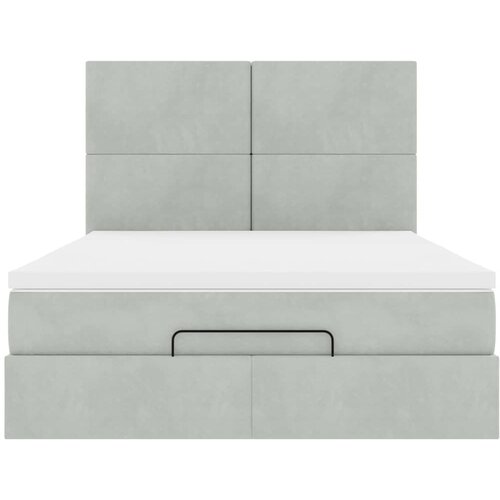  Otomanski krevet s madracima svijetlosivi 140x200 cm bar&amp;scaron;unasti Slike
