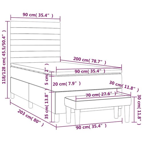 Box spring krevet s madracem tamnoplavi 90x200 cm bar&amp;scaron;unasti Slike