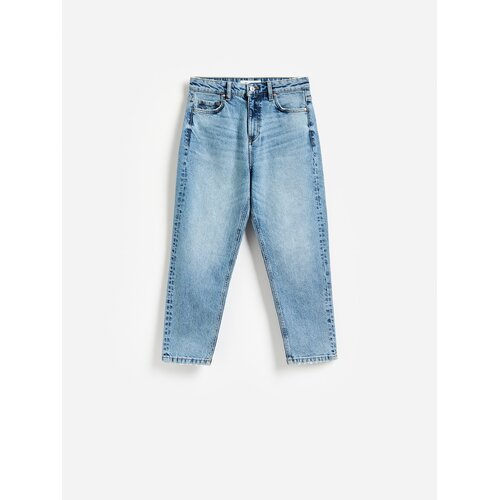 Reserved Mom fit traperice s kraćom nogavicom - plava Cene