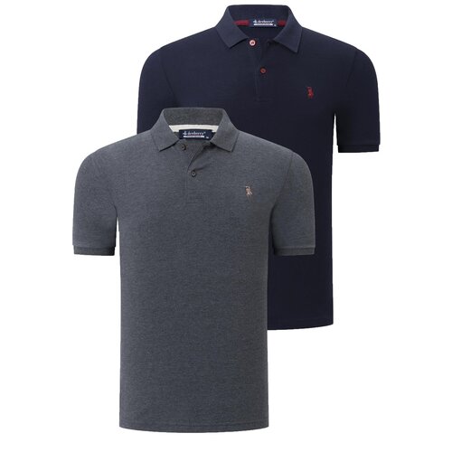 Dewberry DUO SET T8561 MEN'S TSHIRT-ANTHRACITE-NAVY BLUE Slike