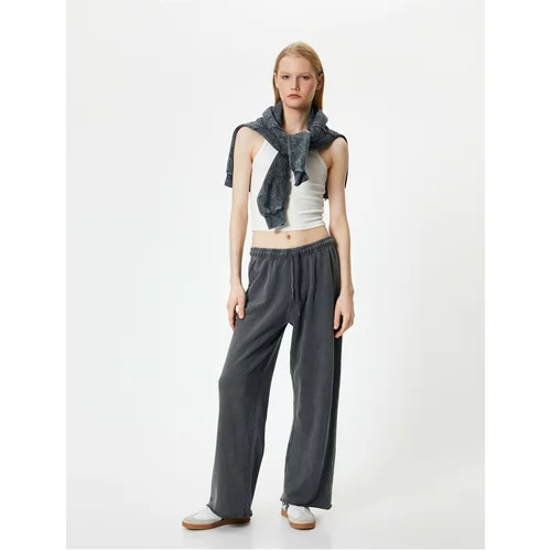 Koton Laced Waist Trousers Wide Leg Faded Effect