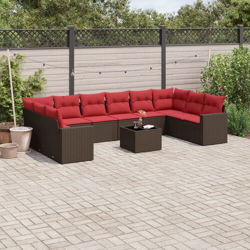 vidaXL 11-dijelni set vrtnih sofa od poliratana s jastucima smeđi Cijene