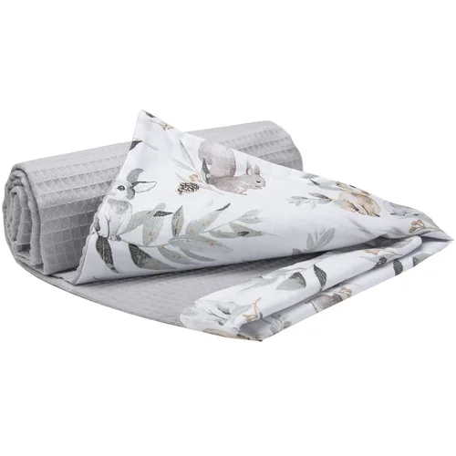 Medi Partners Blanket 75x100 cotton + cotton Waffle – Deer in leaves + gray Waffle