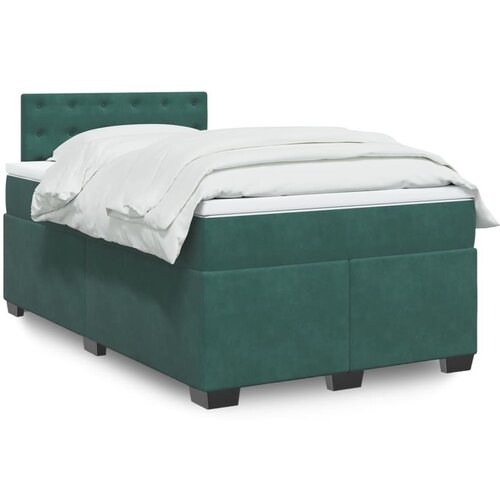VidaXL Box spring krevet s madracem tamnozeleni 120x200 cm bar&amp;scaron;unasti Slike