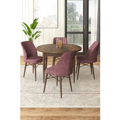 Hanah home rox - baroque, dusty rose baroquedusty rose dining table & chairs set (5 pieces) Cene