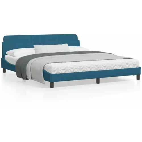 vidaXL Okvir za krevet s uzglavljem plavi 180x200 cm baršunasti